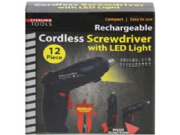 12 pieces Cordless Screwdriver With Led Light And Bits Included - Screwdrivers and Sets