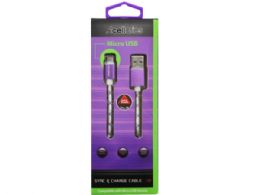 96 pieces Acellories 6 Foot Micro Usb Cable In Purple - Cables and Wires