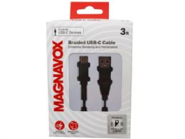 48 Bulk Magnavox 3 Foot Fabric Usb Type C To Usb Cable