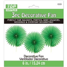 12 Pieces 6"/3ct Deco Fan Lime - Party Accessory Sets