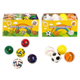 48 Wholesale Ball Foam Sport 2.36in/24pc Pdq 1 Ea Sport/swirl Pdq Per Master Opp Bag/label