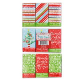 48 pieces Pocket Tissue Christmas 6pk 2-Ply Asst Printed Packaging Xmas Label Stocklot - Christmas Decorations