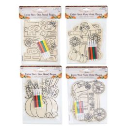 36 of Harvest Color Your Own Decor Wood Plaque W/4pc Marker 4astharv Pbh