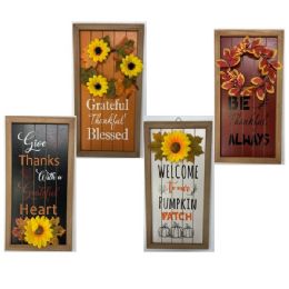 12 Wholesale Harvest Wall Plaque 9x17.7in 4ast Embelished W/floral Mdf Ht/mdf Comply Lbl