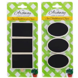 36 Wholesale Chalkboard Planter Clips 3ct 2ast Shapes 2.75x2in L&g Blc