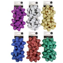36 pieces Gift Bow 4.5in Star 2ct Glitter 6asst Colors/party Backer Card - Bows & Ribbons