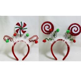 18 Bulk Lollipop Headband 2astw/tinsel Pom Poms Christmas Headercard