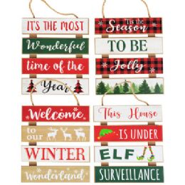 12 pieces Wall Plaque Christmas Mdf 4ast 4-Section 7.9 X 0.7 X 8.9in Comply Label/ht - Christmas Decorations