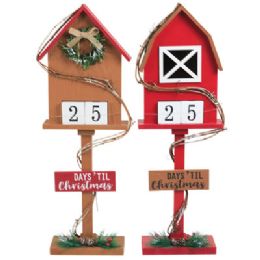 4 pieces Countdown Calendar Christmas Mdf 2ast Barn/house 6.4l X 2.6w X 19.2inh Comply/label - Christmas Decorations
