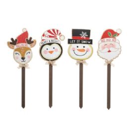 24 pieces Yard Sign Christmas Mdf 4ast Characters 23inl Sticky Hook/lable - Christmas Decorations