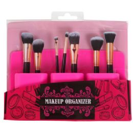 12 Bulk Makeup Brush Organizer 3 Pocket Miracle Cling/hot Pink Silicone 8.86 X 5.12 X 1.38in/pvc Pinkhba