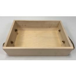 48 Wholesale Tray, Wooden, W/handles 8.25" X 10" X 2.25"