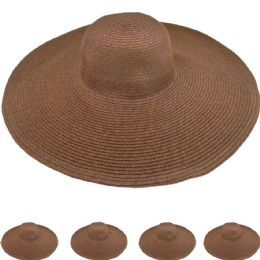 24 Pieces Wholesale Women Adjustable Floppy Wide Brim Summer Beach Hat - Sun Hats