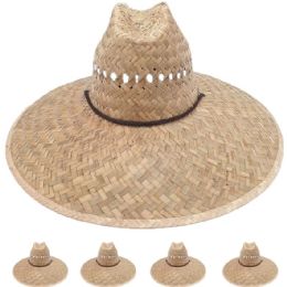 24 Bulk Wide Brim Raffia Straw Light Weight Man Sun Hat