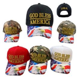 24 Wholesale God Bless America Hat [sublimation Eagle/flag Bill]