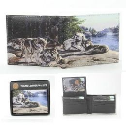 24 Bulk Vegan Leather Wallet [bifold] Wolf Pack