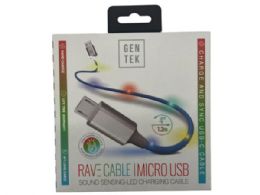 30 Bulk Gen Tek Rave Cable Led 4 Foot Micro Usb Charging Cable