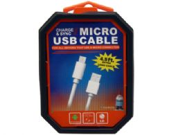 60 Bulk Travelocity 4.5 Foot Micro Usb Cable Assorted White And Blac