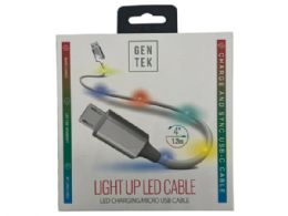 30 pieces Gen Tek Led 4 Foot Micro Usb Charging Cable - Cables and Wires