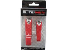 36 Wholesale Elite For Men 2 Piece Mens Nail Clipper Set With Soft Touch Grips