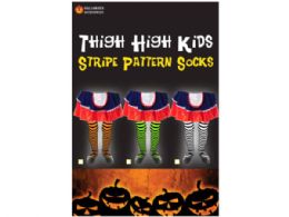 24 Bulk Kids Strip Pantyhose Orange/black Green/black And White/blac