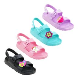48 Pairs Girl's Toddler Charm Double Strap Sandal Assorted - Girls Shoes