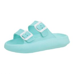 12 Wholesale Women's Cloud Double Strap Sandals Seafoam