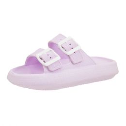 12 Wholesale Women's Cloud Double Strap Sandals Lilac