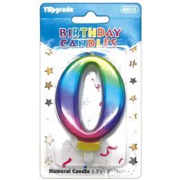 144 Wholesale Birthday Tie Dye Candle Number Zero