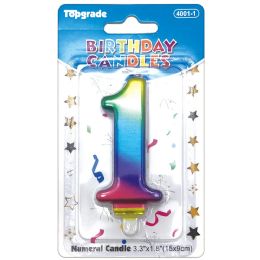 144 Wholesale Birthday Tie Dye Candle Number One