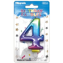 144 Wholesale Birthday Tie Dye Candle Number Four