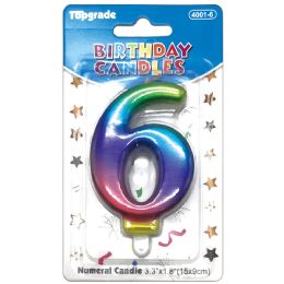 144 Wholesale Birthday Tie Dye Candle Number Six