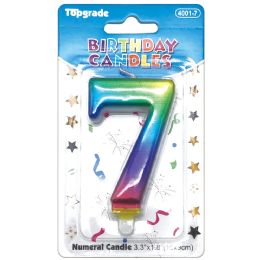 144 Wholesale Birthday Tie Dye Candle Number seven