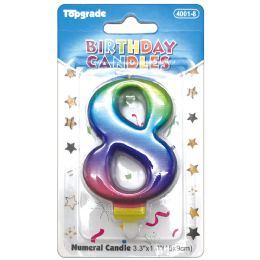 144 Wholesale Birthday Tie Dye Candle Number eight