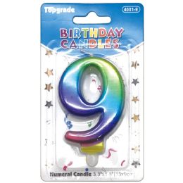 144 Wholesale Birthday Tie Dye Candle Number nine
