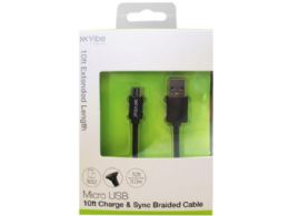 72 pieces Vibe 10 Foot Braided Micro Usb Charge And Sync Cable - Chargers & Adapters