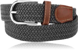 24 Pieces Elastic Stretch Belt Dark Grey - Mens Belts