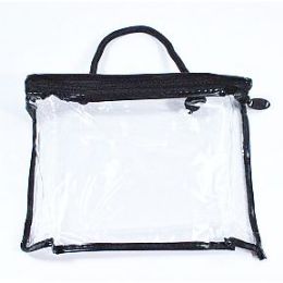 200 Bulk Bag, Vinyl, Top Squared Zipper Top and Rope Handle, 8 x 6 x 1.5 - BLACK