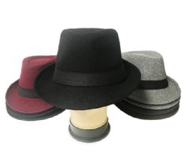 36 Bulk Ladies Assorted Color Wool Fedora Hat