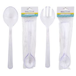 72 pieces Serving Spoons/forks Plastics/4 Clear 10in Kitchen Pbh - Plastic Dinnerware