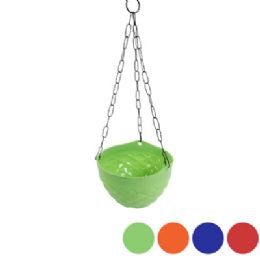 48 pieces Planter Passion Hanging 8in Wide Metal Chain 4 Colors #552-08 - Garden Planters and Pots