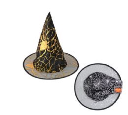 48 of Witch Hat Kids 13in 2ast Web/spider Patterns Ea In Gold Or Silver Ht/jhook