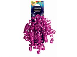 72 Wholesale Hot Pink Curly Adhesive Gift Bow