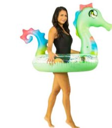 6 Pieces Glitter Seahorse - 40" Pool Tube - Inflatables