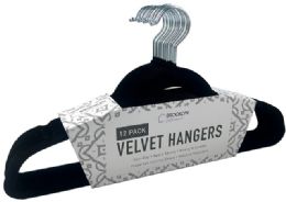 12 Wholesale 12 Pack Black Velvet Hanger