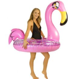 6 Pieces Jumbo 48" Pink Glitter Flamingo Pool Tube - Inflatables