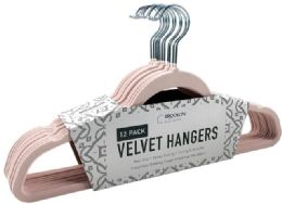 12 Wholesale 12 Pack Velvet Pink Hanger