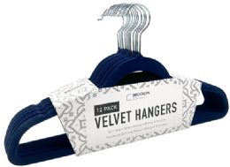 12 Wholesale 12 Pack Velvet Navy Hanger