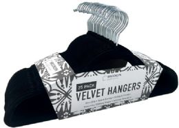 6 Bulk 25 Pack Black Velvet Hanger