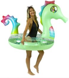6 Pieces Glitter Seahorse - 48" Jumbo Beach & Pool Tube - Inflatables